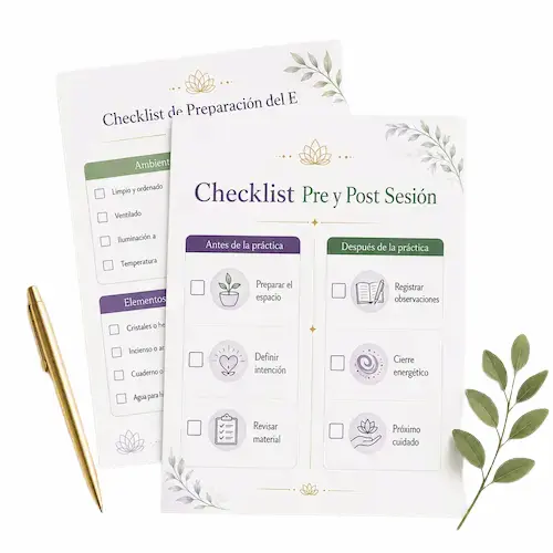 Checklist de preparación y cierre para sesiones radiestésicas