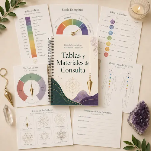 Tablas y materiales de consulta para prácticas de radiestesia